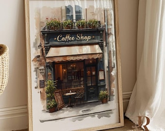 Vintage Paris Cafe Print, Coffee Shop Wall Art (Digital Download)