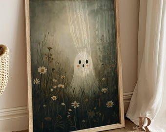 Vintage Halloween Ghost Print | Rustic Cottagecore Wall Art (Digital Download)
