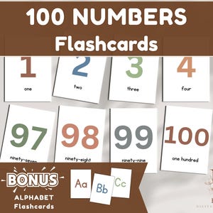 1-100 Zahlen-Bildkarten, bis 100 zählen, Vorschul-Bildkarten, Montessori-Bildkarten, Montessori-Kleinkind, kostenlose Alphabet-Bildkarten