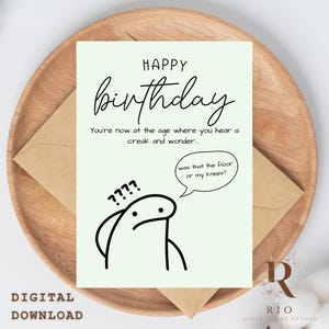 Cartão de aniversário para imprimir, Cartão de aniversário engraçado para marido, esposa, amigos ou colegas de trabalho, Cartão de feliz aniversário para imprimir, Download digital