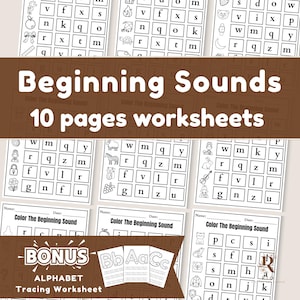 Beginning Sound Letter Activity Printable Worksheet, Alphabet Phonics Activity, ABC Sound Match, Homeschool Activities, Phonics and Literacy