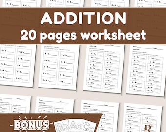 Addition Worksheets: PreK-1st Grade Math Practice (Digital Download)