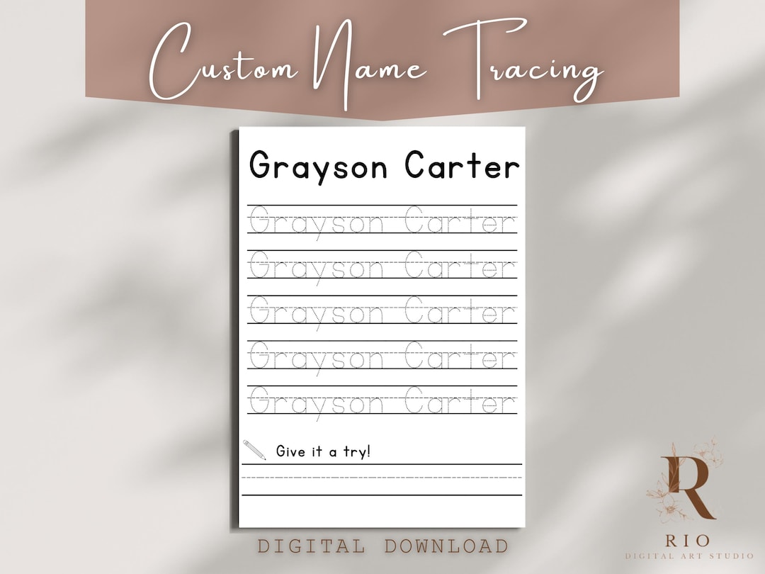 Custom Name Tracing Sheet Handwriting Practice Personalized Name Trace ...