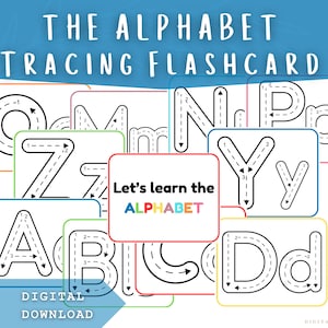 Alphabet Flashcards Tracing Worksheets, Preschool Flashcards Printable, ABC Cards, Alphabet Flash Cards Montessori Toddler, Alphabet Tracing