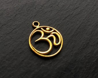 Gold Plated OM Charm, 24k Gold Om Charm, Gold Plated Om Charm, Goldplated Silver Om, Yoga Charm, Yoga Jewelry, Gold Om Charm, Beading Supply