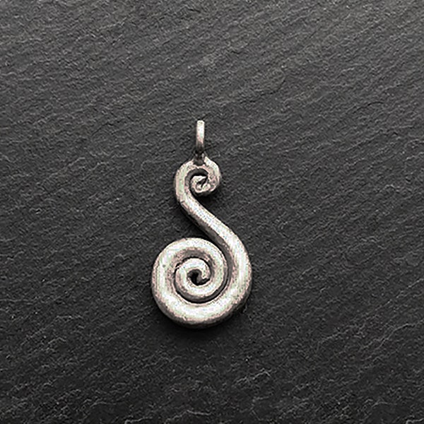 Silver Swirl Pendant, Hill Tribe Swirl Charm, Jewelry Supply, Hilltribe Silver Findings, Beading Supplies, Jewelrymaking Supplies