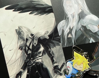 Sephiroth Postcard - Final Fantasy VII Fanart Print - One Winged Angel Gaming Stationery
