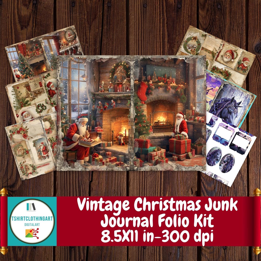 Vintage Christmas Junk Journal Folio Kit,digital Download, Printable ...