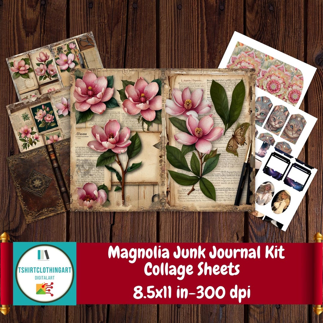 Magnolia Junk Journal Kit Collage Sheets,tag,folio,ephemera,journal ...