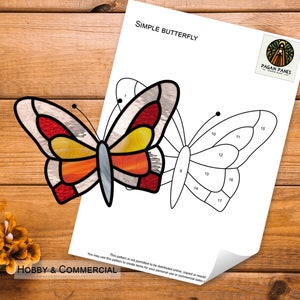 Butterfly Stained Glass Pattern, Stained Glass Pattern, Digital Download, DIY Stained Glass, PDF, PNG, Suncatcher, Pattern, Butterfly