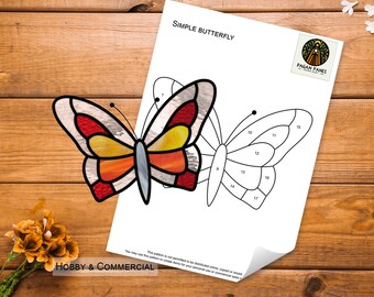Butterfly Stained Glass Pattern, Stained Glass Pattern, Digital Download, DIY Stained Glass, PDF, PNG, Suncatcher, Pattern, Butterfly