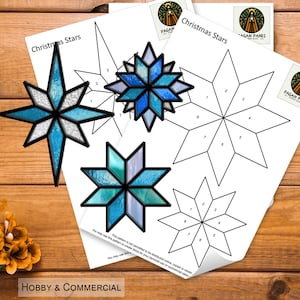 Weihnachtssterne Glasmalerei-Muster, Weihnachtsstern, Suncatcher, DIY Glasmalerei-Muster, digitaler Download, PDF, PNG, Muster
