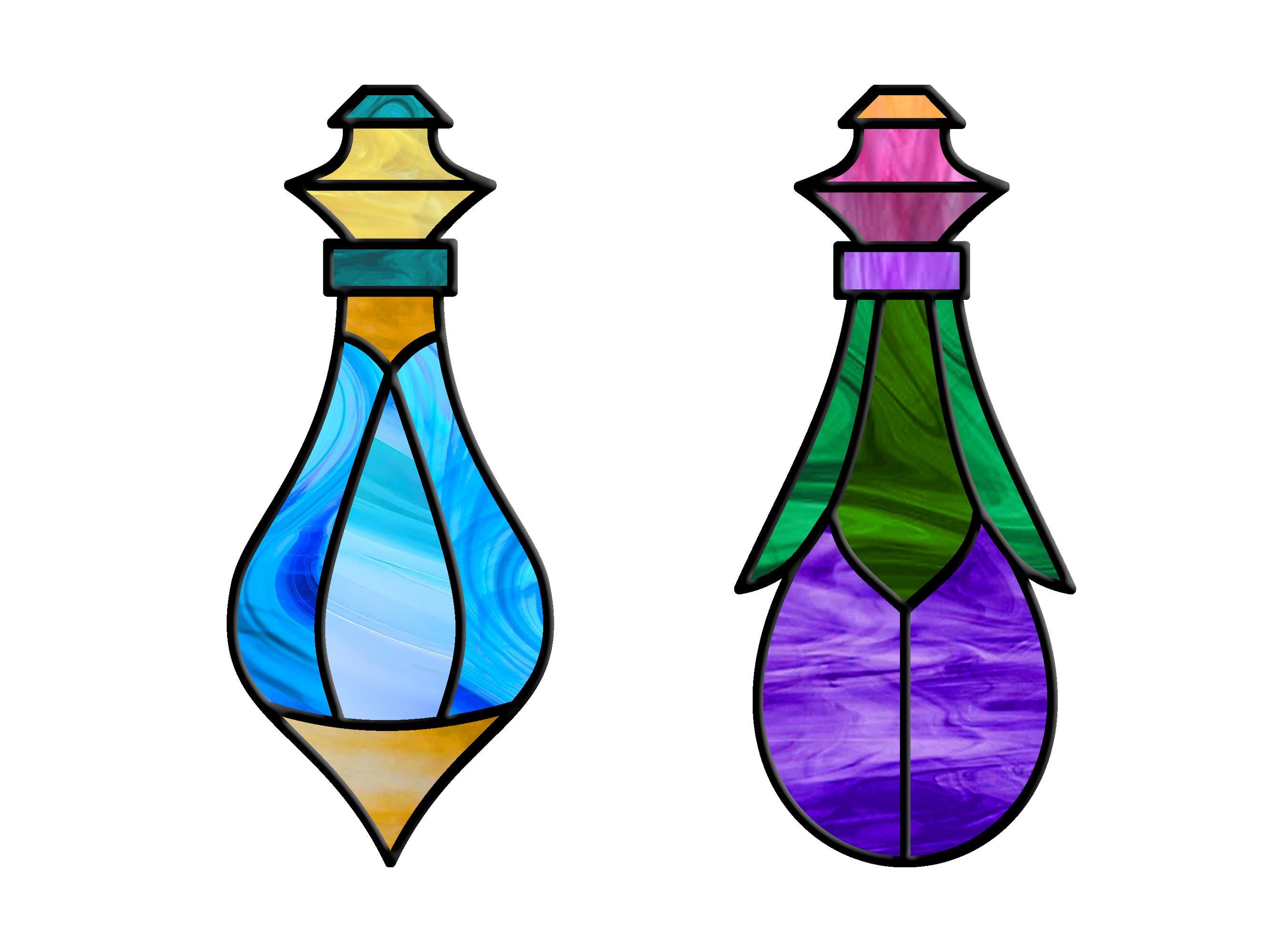 Vial Pattern Potion Vials Stained Glass Pattern, Stained Glass Pattern, Digital ...