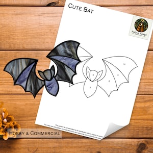Bat Stained Glass Pattern, Stained Glass Pattern, Digital Download, DIY Stained Glass, PDF, PNG, Suncatcher, Pattern, Bat