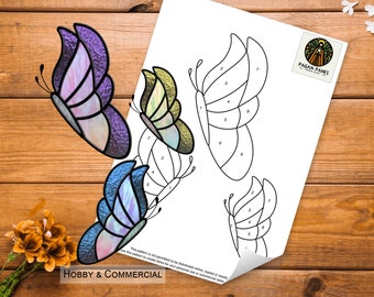 Butterfly Stained Glass Pattern, Stained Glass Pattern, Digital Download, DIY Stained Glass, PDF, PNG, Pattern, Suncatcher, Butterfly