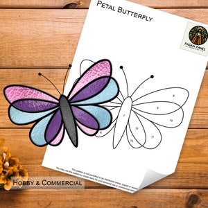 Petal Butterfly Stained Glass Pattern, Suncatcher, DIY Stained Glass Patterns, Digital Download, PDF, PNG, Pattern