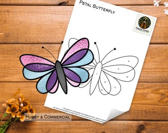 Petal Butterfly Stained Glass Pattern, Suncatcher, DIY Stained Glass Patterns, Digital Download, PDF, PNG, Pattern