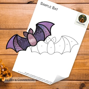 Bat Stained Glass Pattern, Stained Glass Pattern, Digital Download, DIY Stained Glass, PDF, PNG, Suncatcher, Pattern, Bat