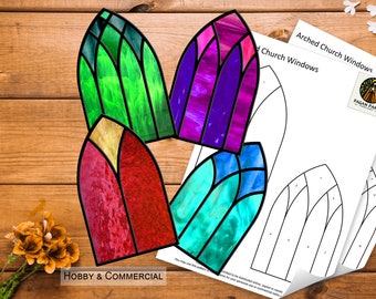 Kirchenfenster Glasmalerei, Suncatcher, DIY Glasmalerei, digitaler Download, PDF, PNG, Muster, geometrisch, Anfänger