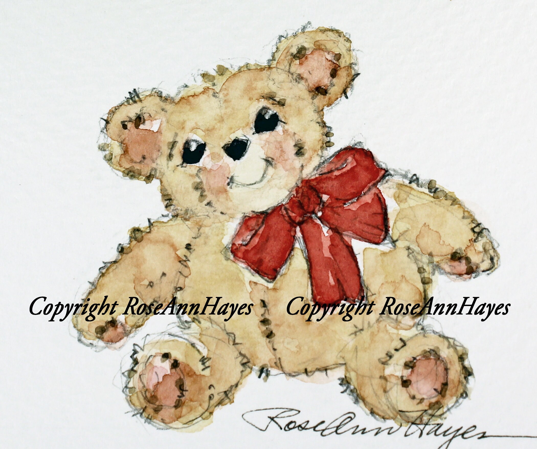 teddy bear watercolor painting