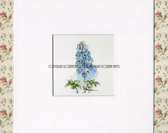 Bluebonnet Watercolor Print, Wildflower Art, Texas Art, Wall Decor, Farmhouse, Gift for Gardener, Nature