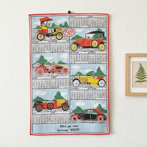 Torchon Calendrier Village 1986 - Made In France - 100% Coton Vintage