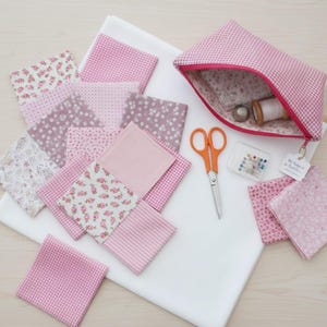 Kit de costura para manta rosa | Patchwork para principiantes | Regalo DIY + Coletero a juego gratis