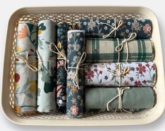 50 green fabric scraps, nature love Patchwork & Upcycling | DIY Geometric Blanket | Gift for Seamstresses, Boho Clothing | Functional Art Pieces