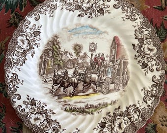 Salad Plate Blue and White Coaching Scenes Johnson Brothers