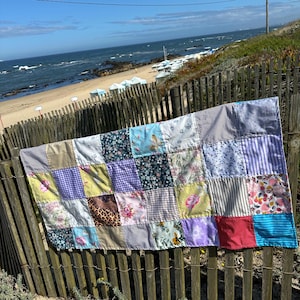 Handmade patchwork blanket, boho, zero waste, handmade. unique and original, quilt pattern. gift for girlfriend, birthday,