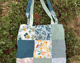 Bolsa de mano de patchwork verde para la escuela: ¡estilo y