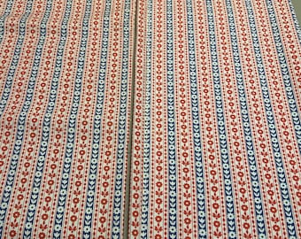 Two Handmade Tablecloths Red Blue White Perrriwig Prints by Waverly 45" X 48"  and 42" X 48"  Great for outdoor Summer Event