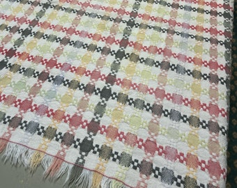 Woven Pastel Tablecloth Table Cover Measures 44” x 60” Fringed Edges Unique Colors Great for Spring  Do22904