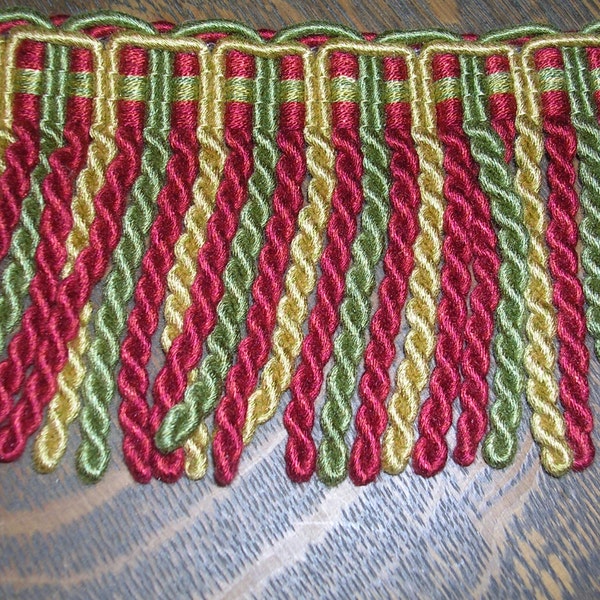 5 Yards 3" Long RED GREEN YELLOW Bullion Fringe Trim Upholstery Curtains Draperies Home Decor