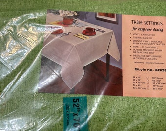 Vinyl Laminated Tablecloth Fabric Backed Green New in Package 52" X 70"