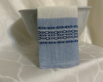 Small Blue White Tea Towel Just the Right Size to Drape Over a Bowl 10 1/2” x 17”