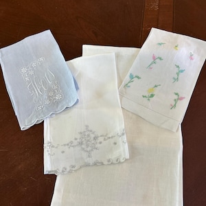 Toallas de mano de lino bordadas vintage: Juego de toallas florales para invitados