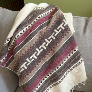 Vintage Southwestern Blanket: Rustic Earth Tone Striped Throw (48” x 68”)