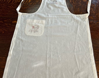 Vintage Childrens Full Apron Three Dogs Stamped on this Cute Apron Measures 29" Long 20" across with (2) 16" Ties