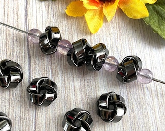 Gunmetal Gray Knot Beads, Gunmetal Plated Brass, Rondelle, About 12mm x 7.5mm with a 2.5mm Hole | 218R