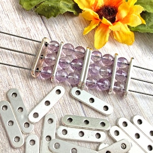 Antique Silver Three Hole Spacer Bars, 24mm Jewelry Findings, 900F
