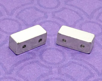 Two Hole Magnetic Jewelry Clasp, Silver Plated, Extra-Strong, about 11mm x 9.5mm with 1mm holes - 400F