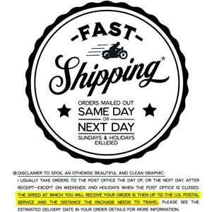 Fast Shipping Same Day or Next Day dispatch with disclaimer