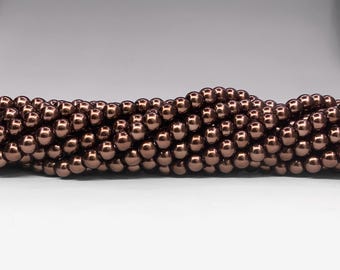 Chocolate Brown Glass Pearl Beads, 4mm Round, Not Plastic, 612R