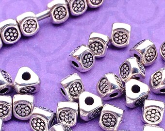 5mm Tri Cut, Triangle Beads, Antique Silver Plated, about 4.25mm x 5mm with a 1.6mm Hole, 3 Sided, Tri Beads, Three Cut - 103R