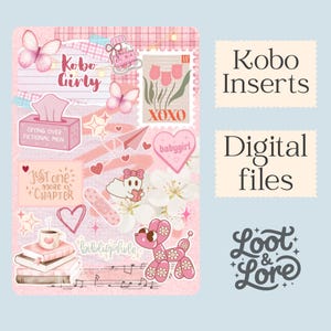 Digital nedladdning av Kobo-insats, söta rosa vibbar, anpassad insats, Kobo Clara och Kobo Libra