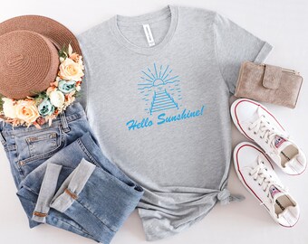 Hello Sunshine Shirt: Bella Canvas Unisex Tee, Summer Vacation