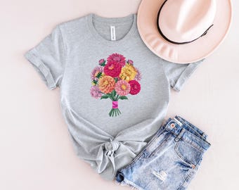 Dahlias Bella Canvas Shirt: Colorful Flower Farm Tee
