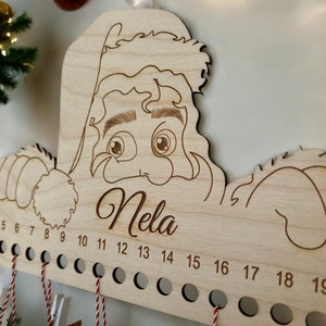 Personalized Wooden Advent Calendar with Santa Motif