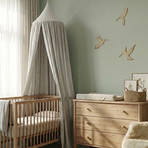 Set of 3 Wooden Hummingbirds, Nursery Wall Decor, Flying Birds Art, Boho Baby image 3